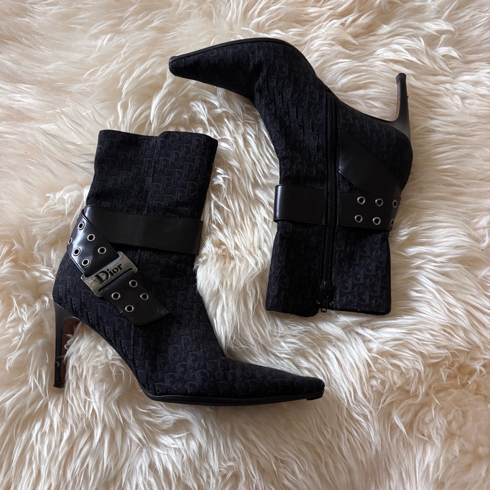 Dior Black Ankle Boots with Buckle Detail
